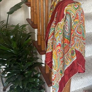 Vibrant Large Boho Paisley Red Square Versatile Scarf Hair Wrap